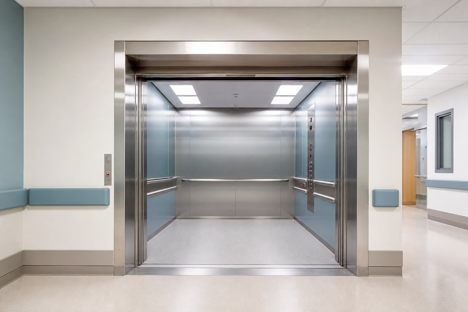 Accessible FUJI hospital elevator for patients, beds and clinical teams