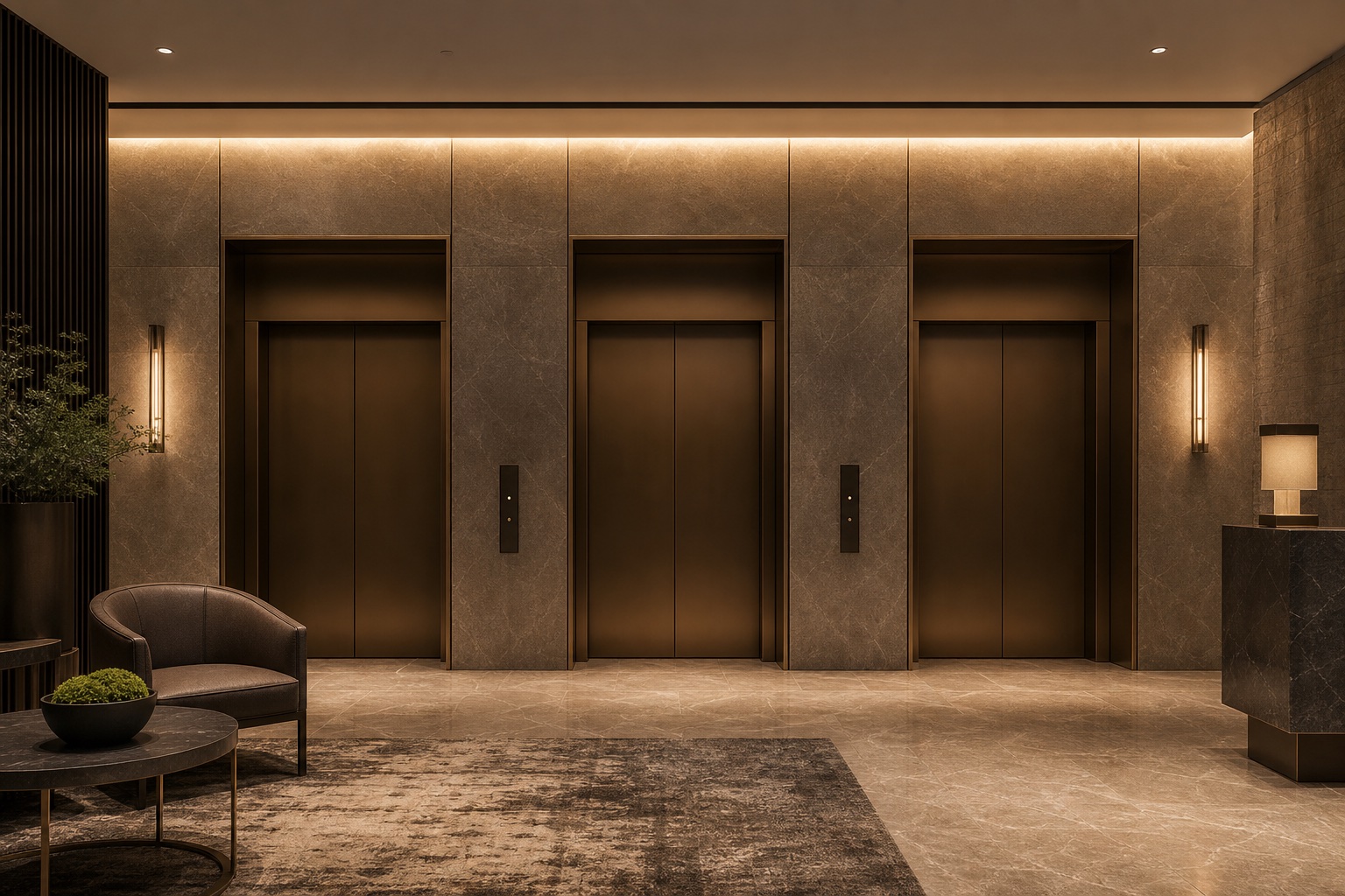 FUJI hotel elevators coordinated with a contemporary hospitality interior