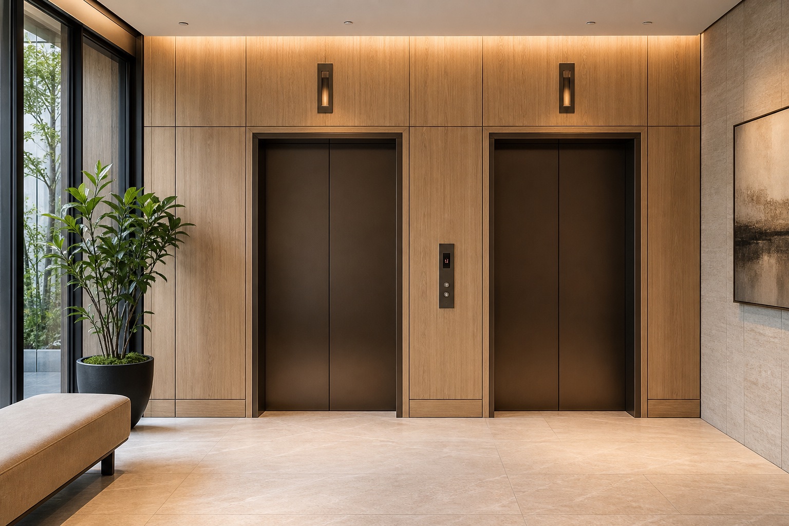 FUJI residential elevator in a contemporary apartment building